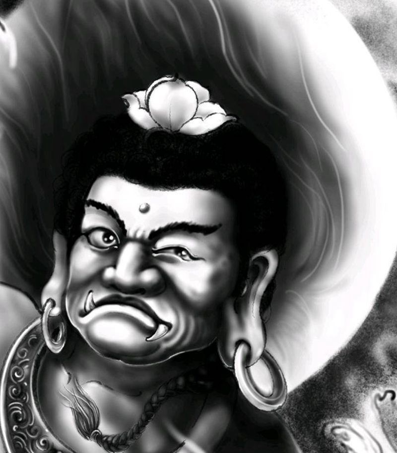 不动手稿纹身图片_手臂背部老传统新传统不动明王不动冥王手稿纹身图案