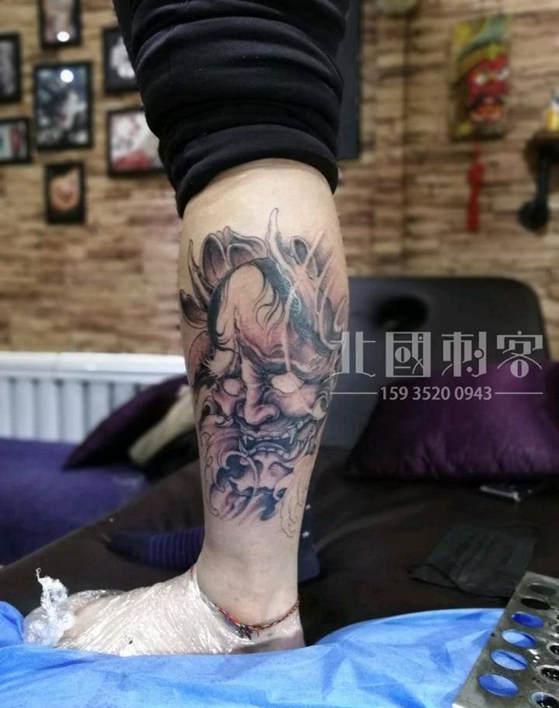 般若纹身图片_腿部脚部新传统老传统般若纹身图案