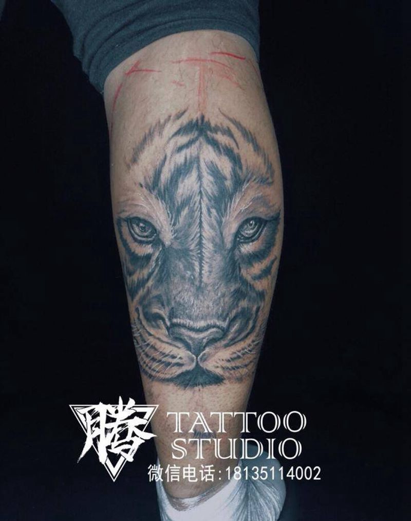 如虎添翼纹身图片