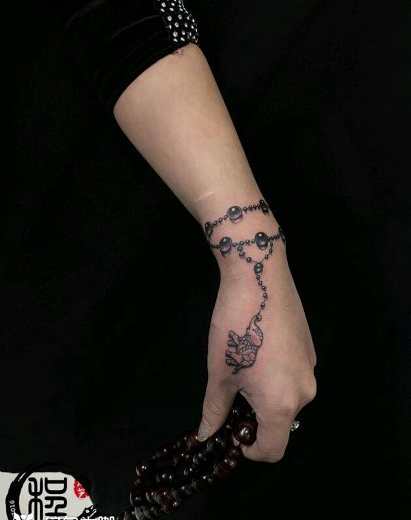 手链纹身图片_手臂新传统纹身图案
