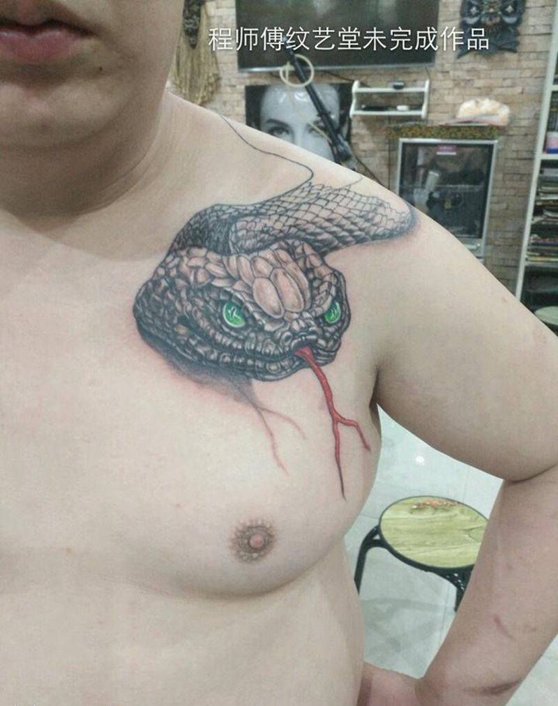 满背玄武未完成纹身图片