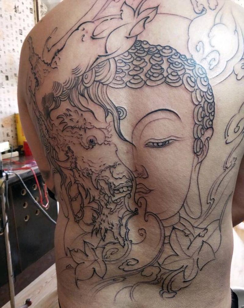 佛与魔纹身图片