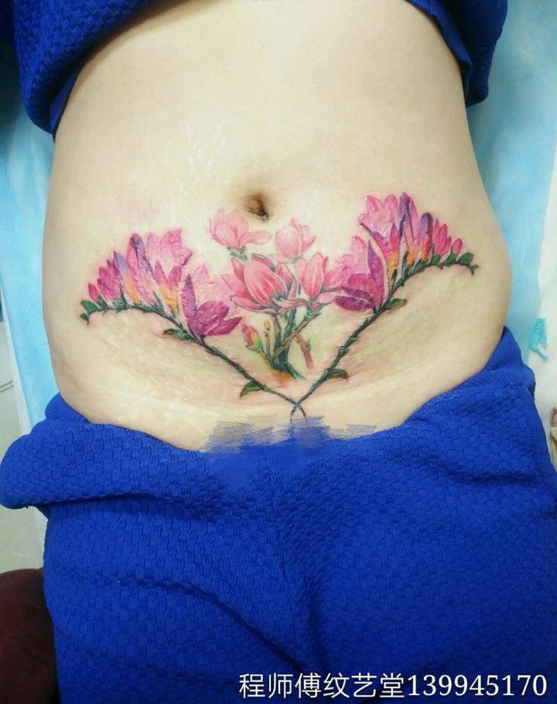 遮盖妊娠纹纹身图片
