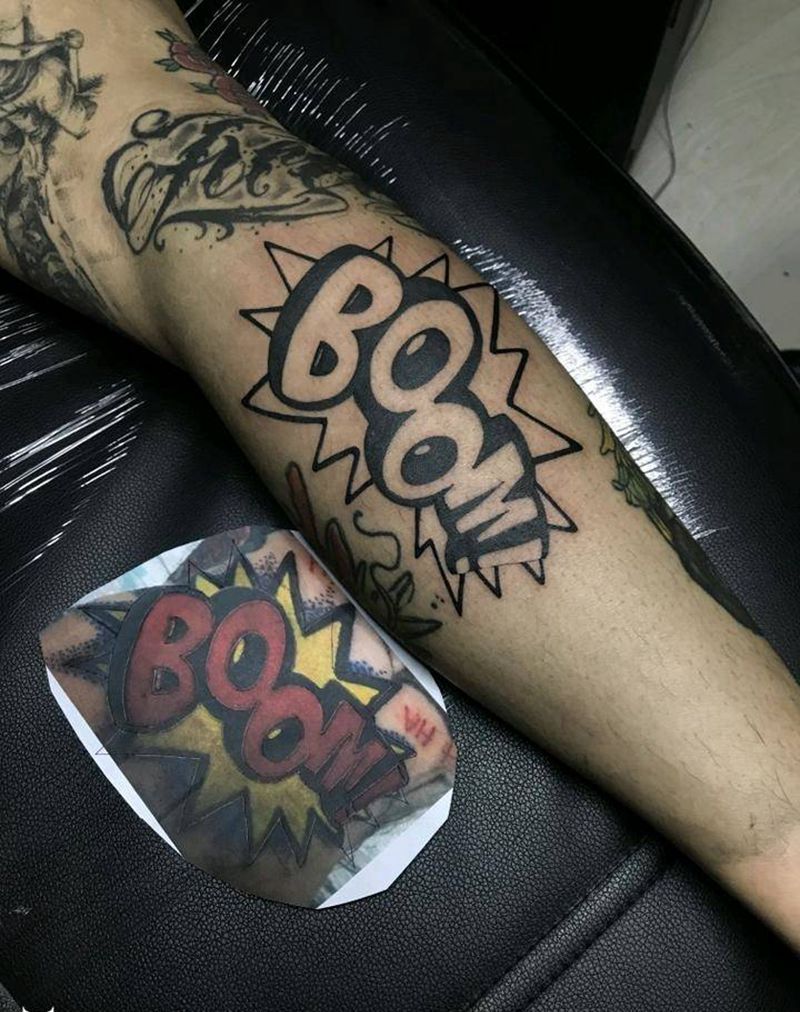 new school小图纹身图片_腿部New School字母纹身图案