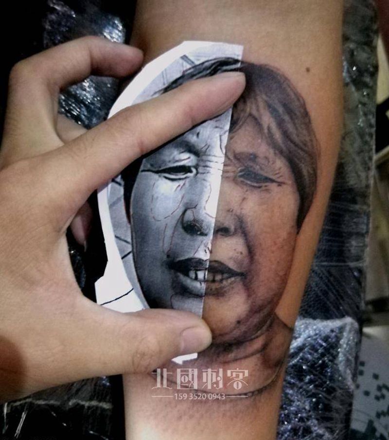 肖像作品纹身图片_手部手臂欧美写实新传统纹身图案