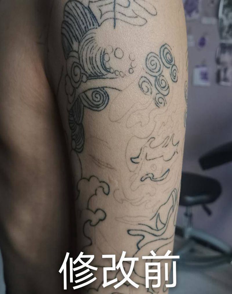 修改毁皮纹身纹身图片_手臂肩部新传统一念之间纹身图案