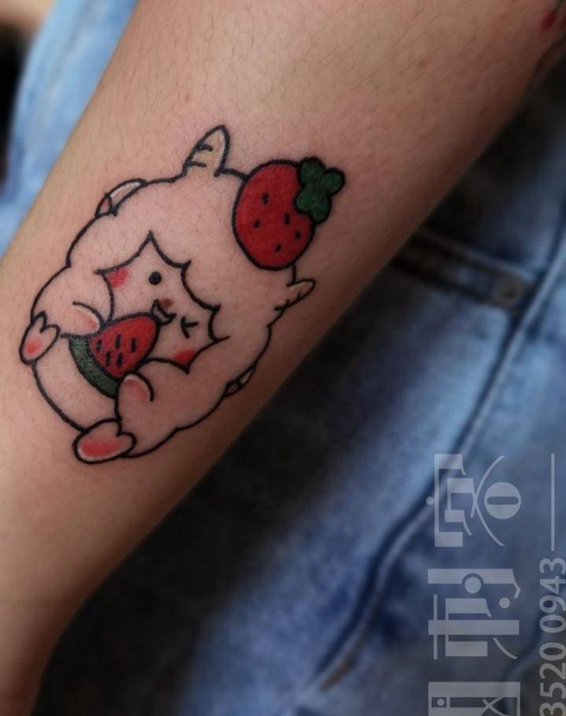 小清醒纹身图片_手臂水墨水彩羊小清新纹身图案