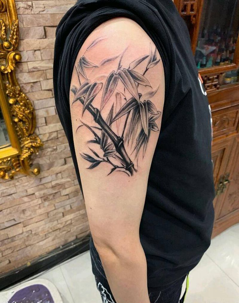 竹报平安纹身图片_手臂新传统纹身图案