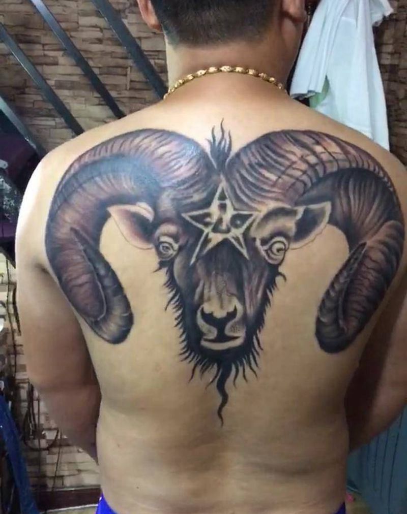 羊头纹身图片