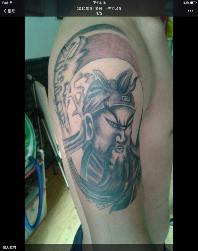 关公纹身图片_肩部纹身图案
