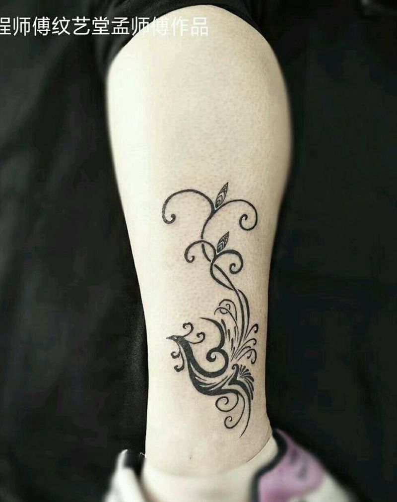 凤凰图腾纹身图片_腿部纹身图案