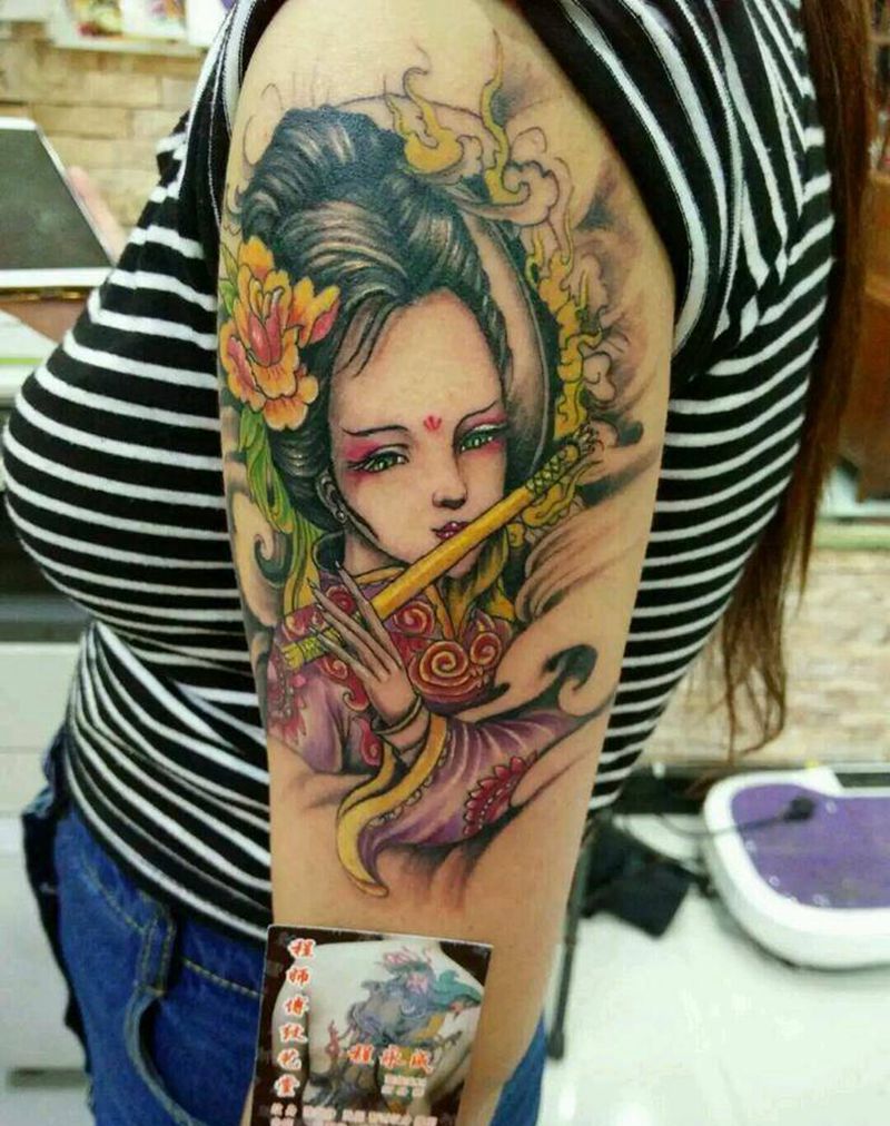 古风美女纹身图片