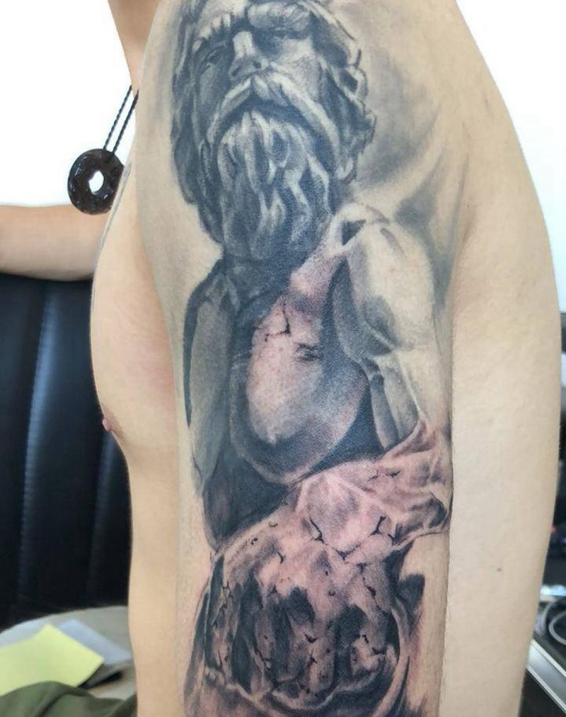 海皇波塞冬未完成纹身图片