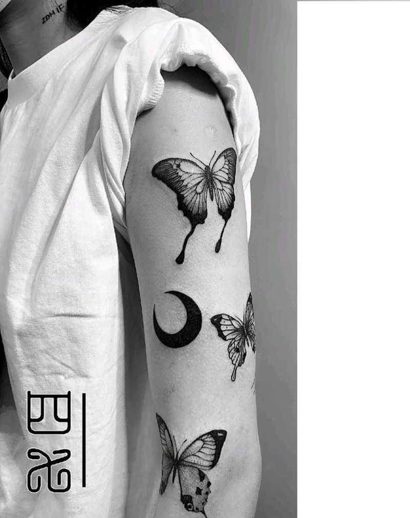 蝴蝶纹身图片_手臂纹身图案