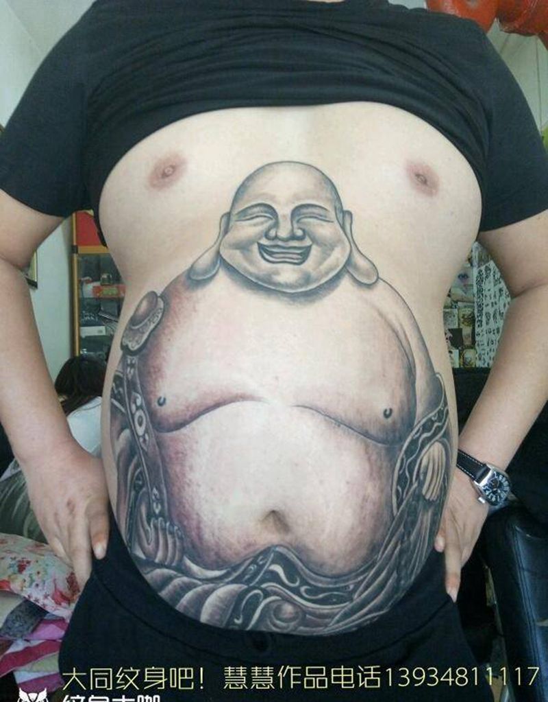 笑口弥勒纹身图片