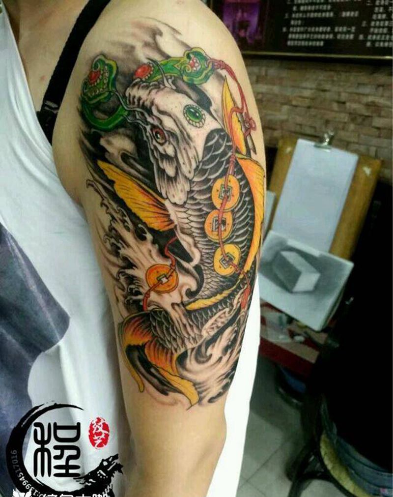 如意招财锦鲤纹身图片