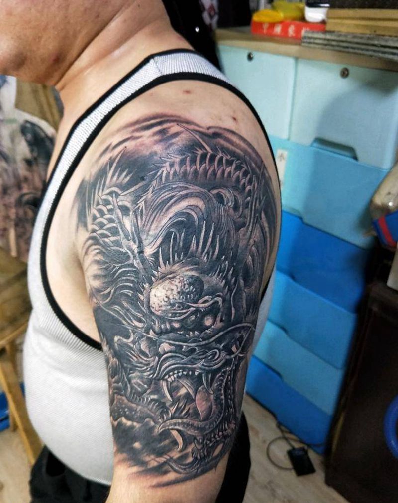 龙遮盖作品纹身图片