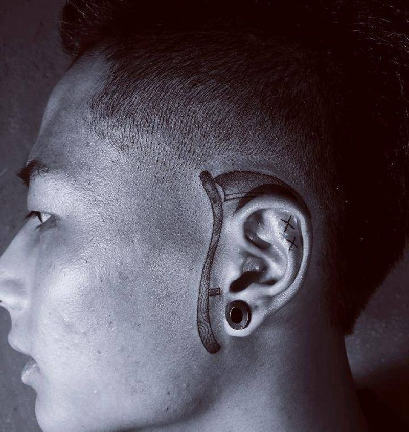 镰刀纹身图片_清新纹身图案