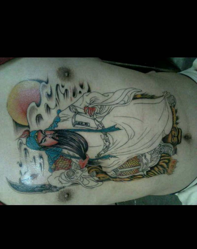 关公未完成纹身图片_胸部纹身图案