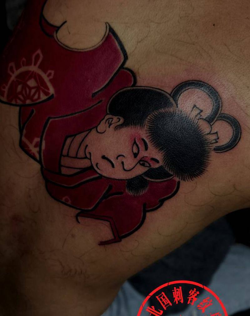 鬼若丸纹身图片_背部老传统新传统纹身图案