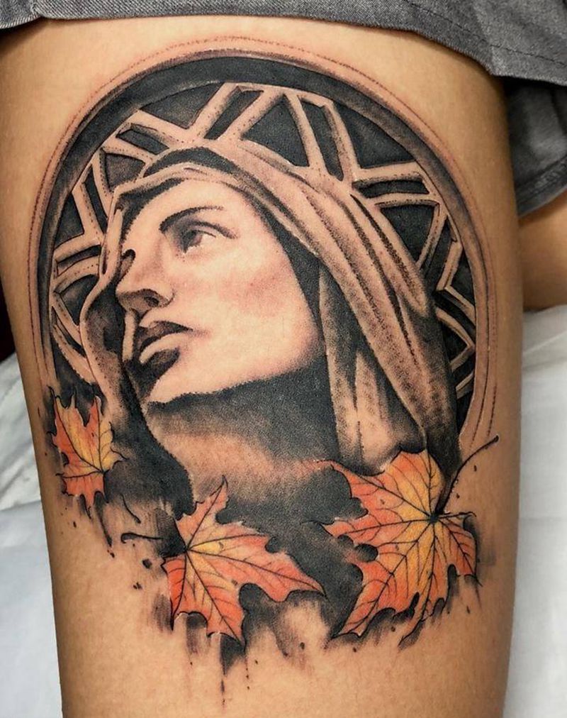 欧美Tattoo纹身图片_腿部欧美写实纹身图案