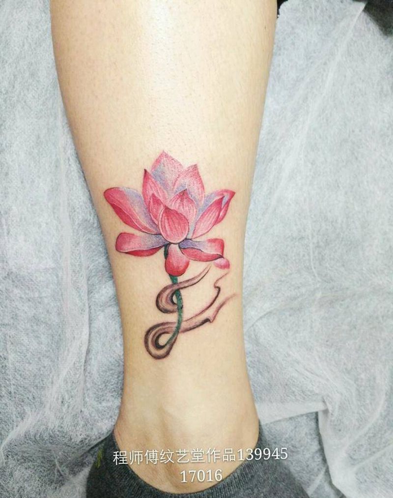 小清新荷花纹身图片