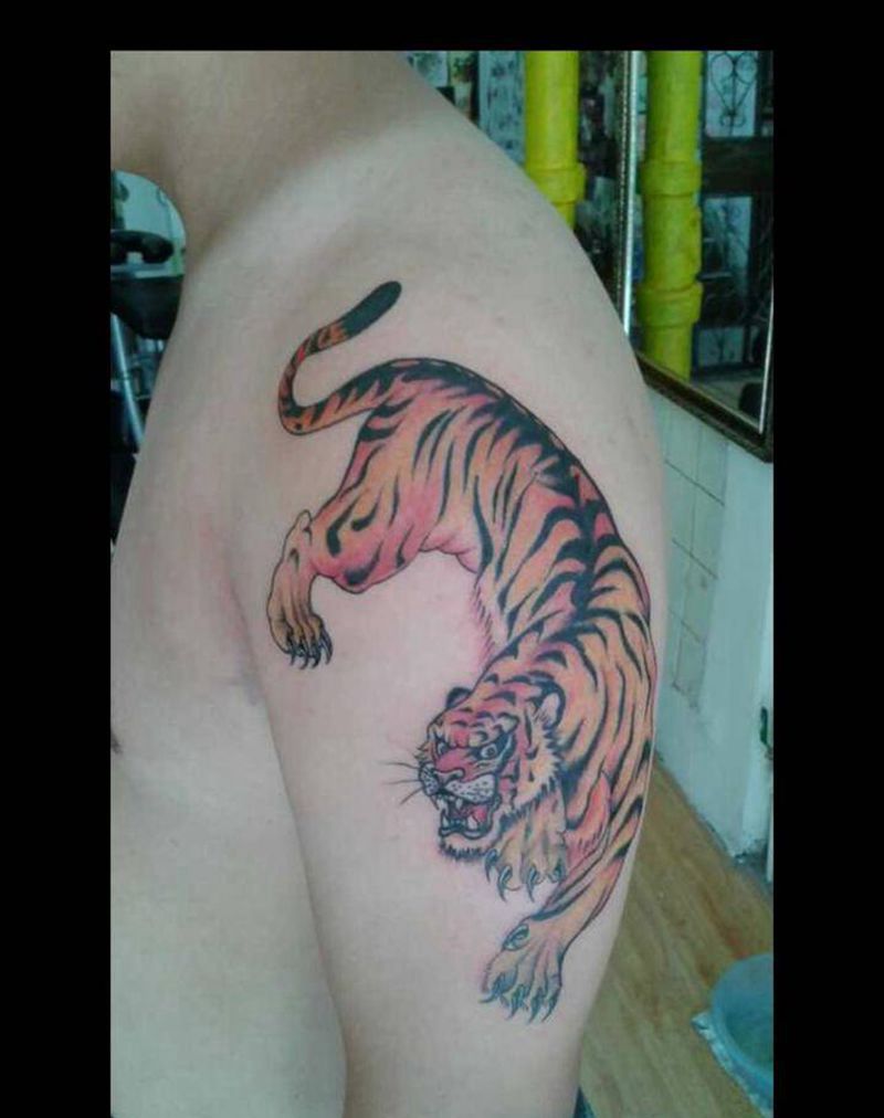 下山虎纹身图片