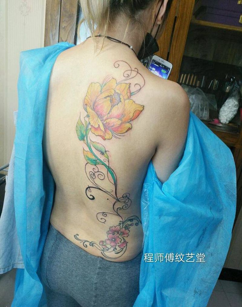 接花背纹身图片