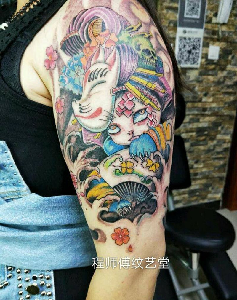 喵艺妓纹身图片