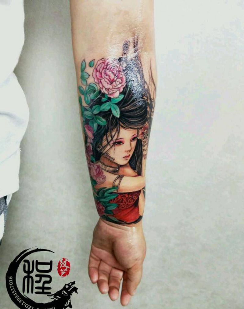 古风美女纹身图片