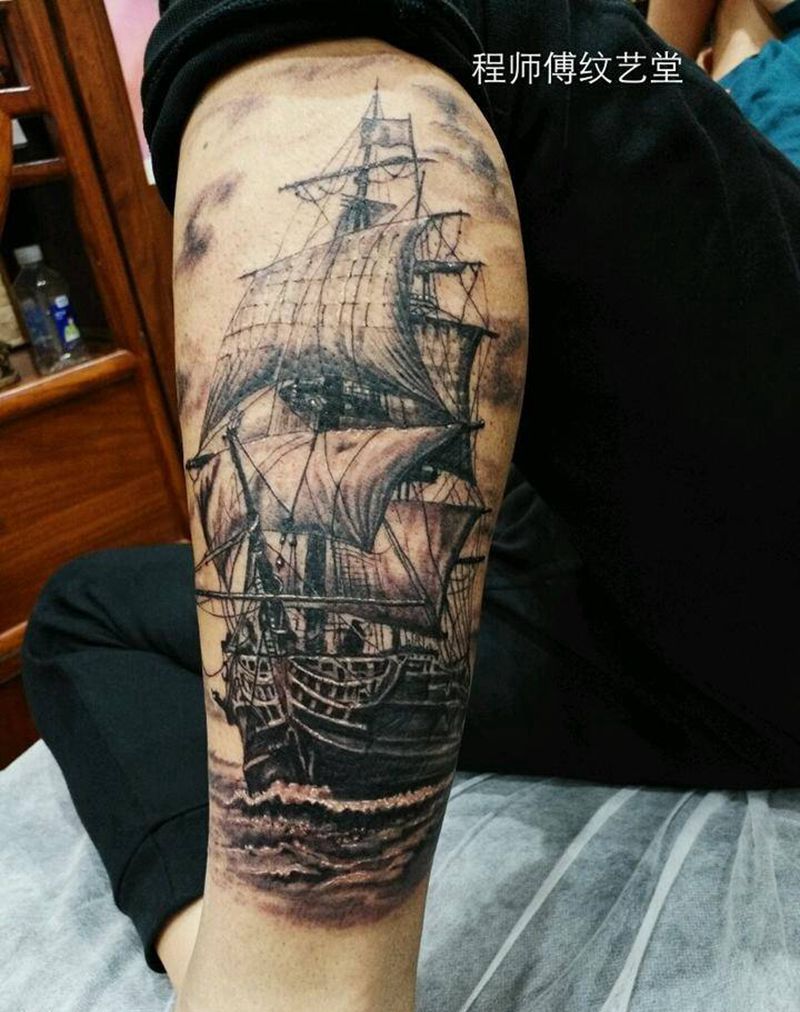 帆船纹身图片