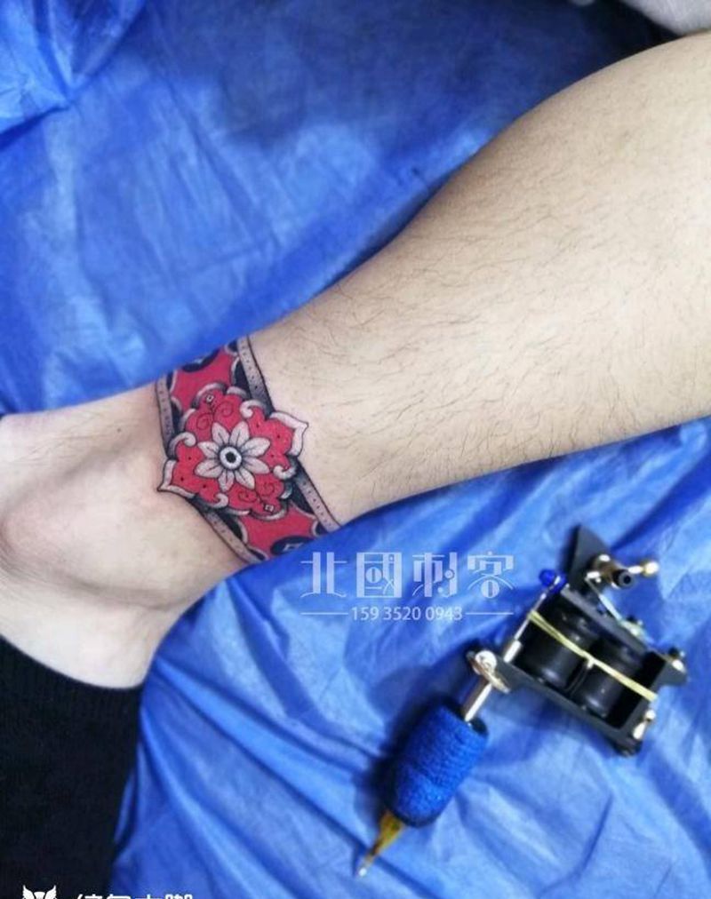 脚环 圆3纹身图片_脚部腿部点刺图腾脚环男生脚环日式脚环纹身图案