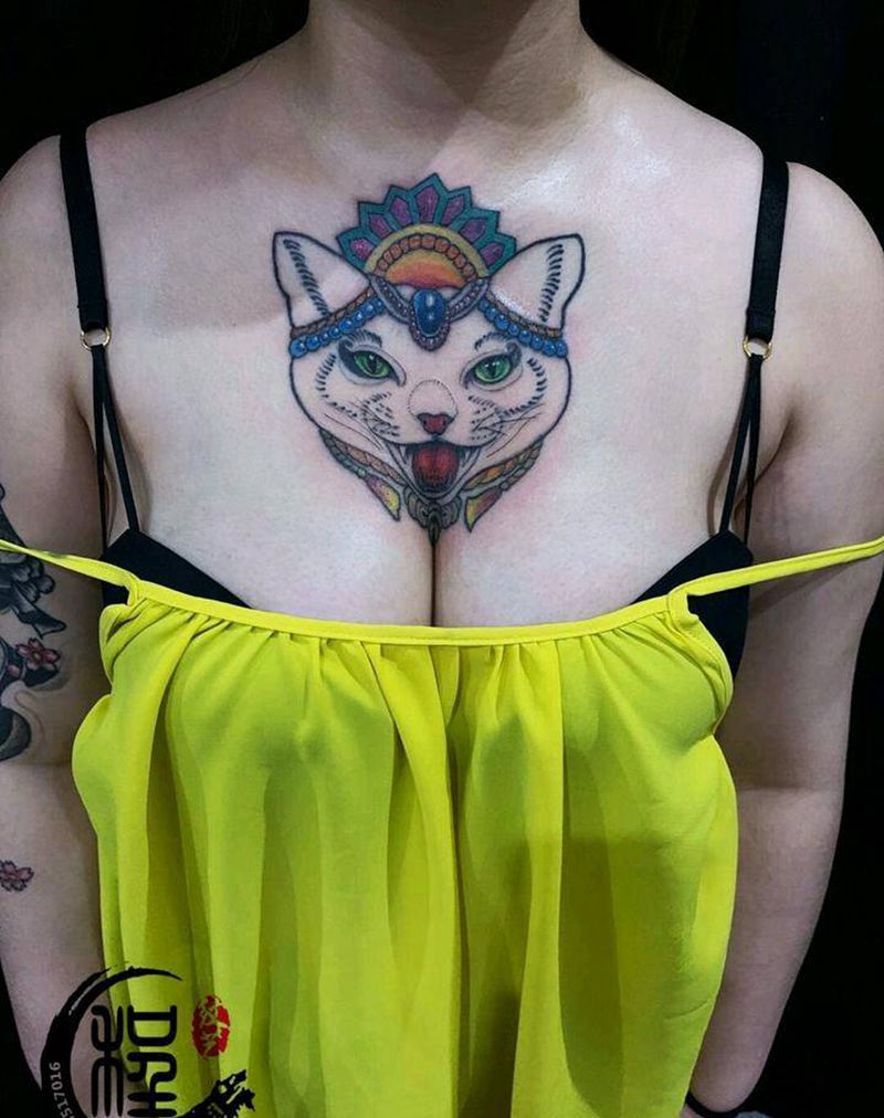 修改作品纹身图片_胸部新传统纹身图案