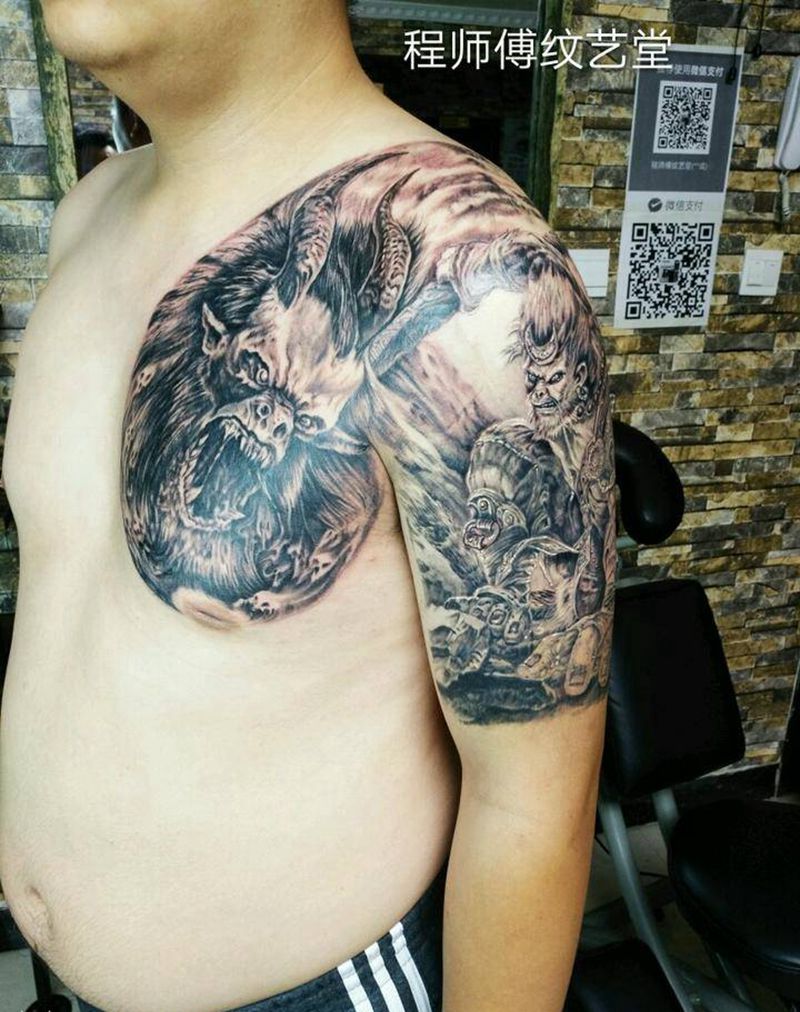 斗战圣佛降魔半甲纹身图片