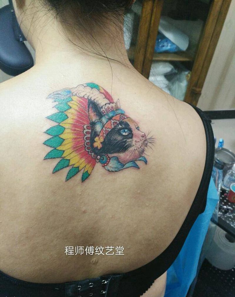 印第安猫纹身图片