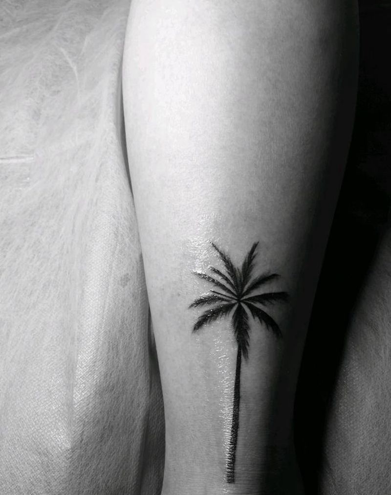 椰子树纹身图片_清新植物纹身图案