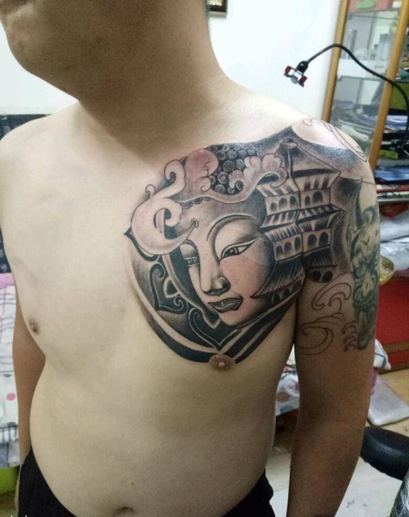 半甲佛纹身图片