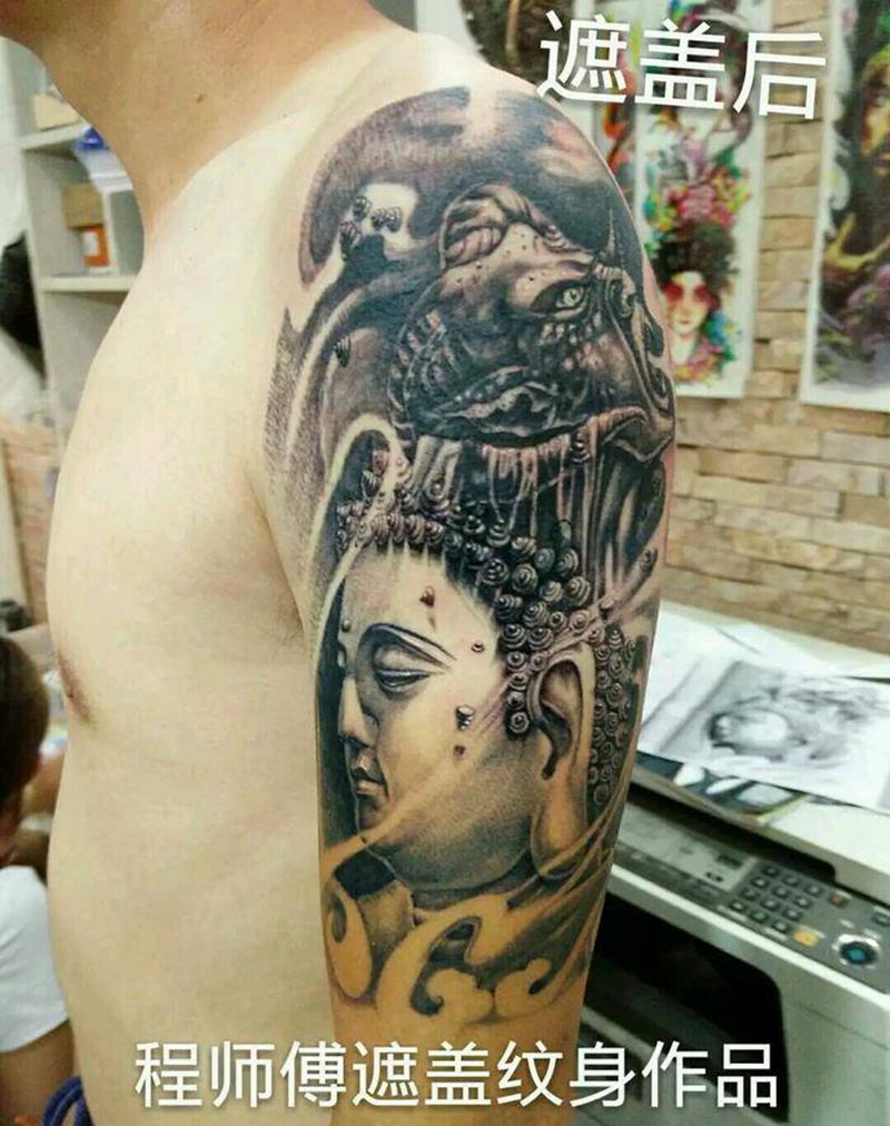 佛与魔遮盖图纹身图片