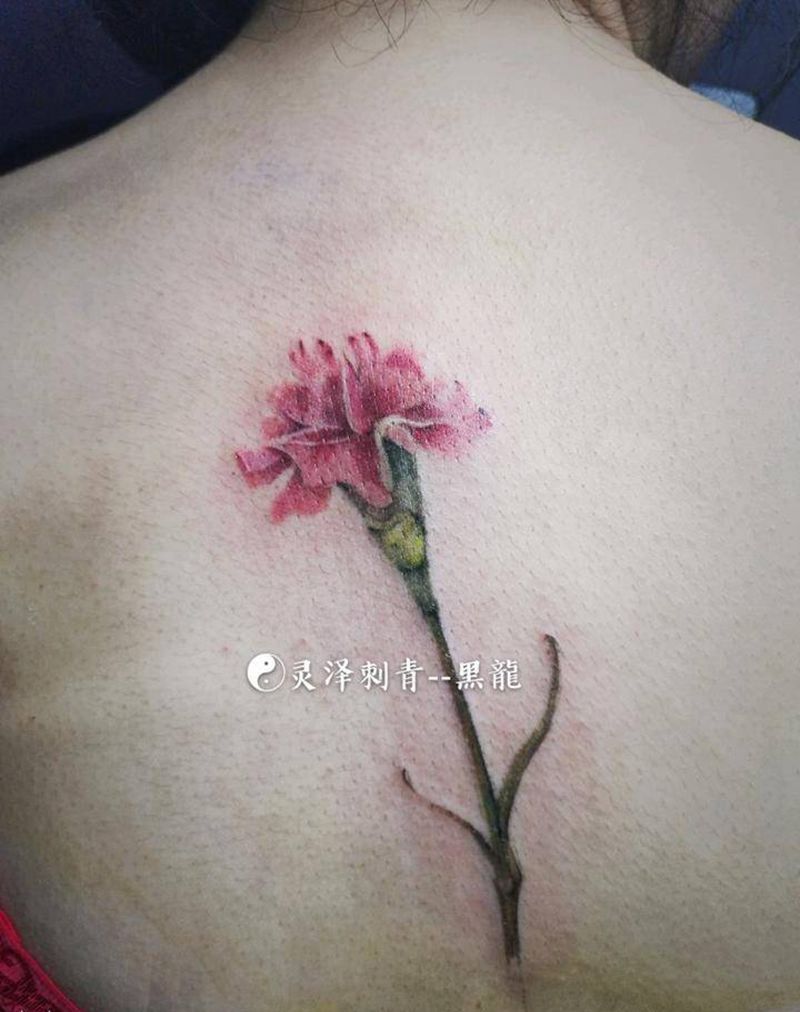 水彩花卉纹身图片_背部颈部水彩欧美写实花水彩纹身图案