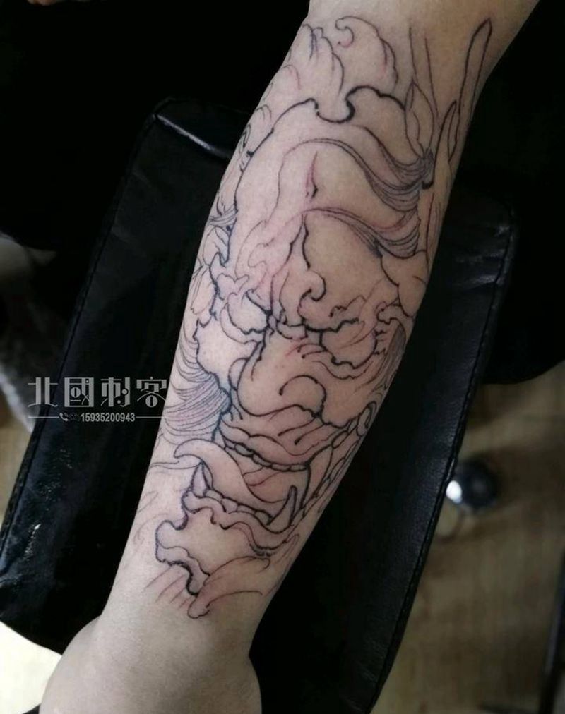 般若线条纹身图片_手部手臂老传统新传统纹身图案