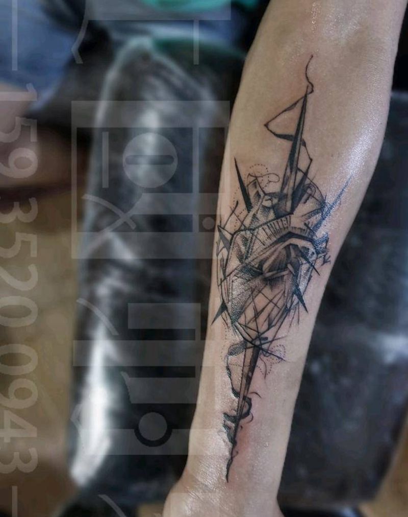 心脏纹身图片_手部手臂点刺几何纹身图案