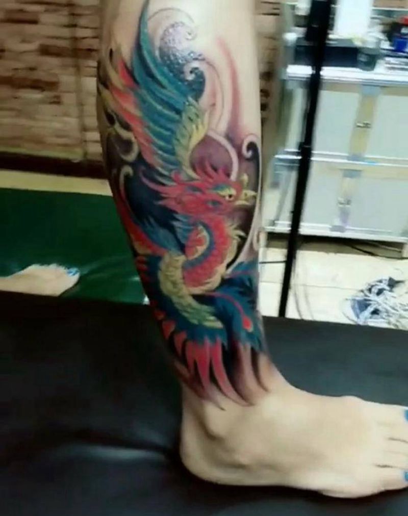 盖图纹身图片_腿部纹身图案