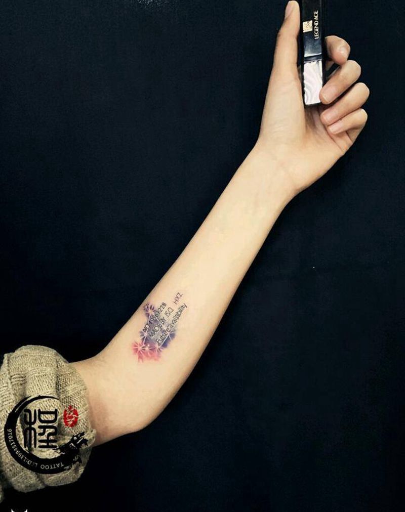 摩羯座纹身图片_手臂水彩纹身图案