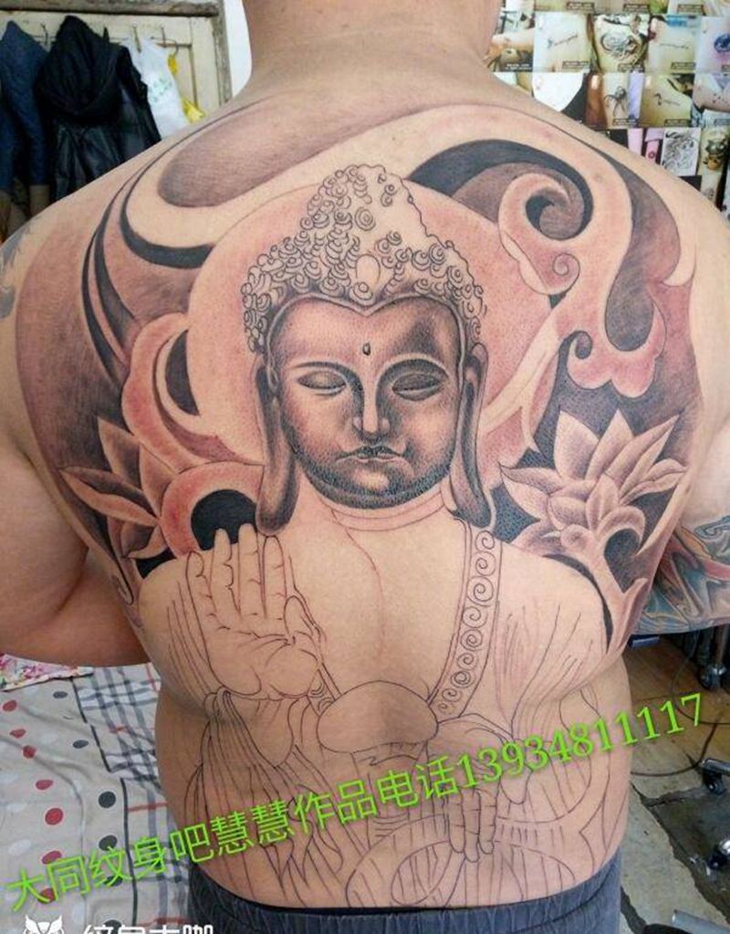 大日如来纹身图片_背部纹身图案
