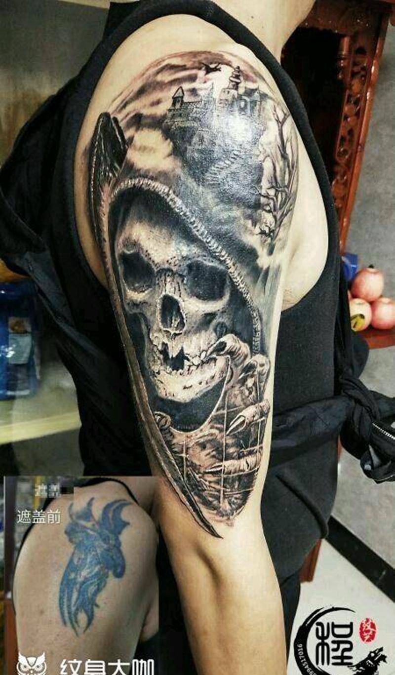 遮盖   死神纹身图片