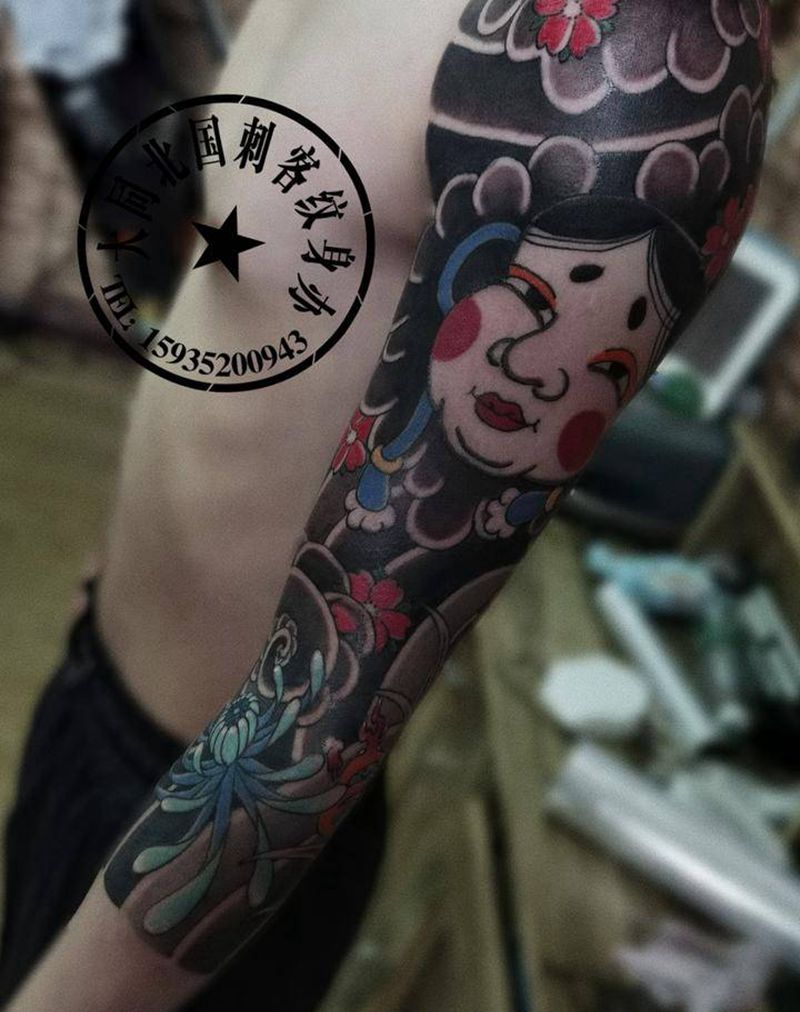 七分袖纹身图片_手臂新传统老传统老传统日式纹身图案