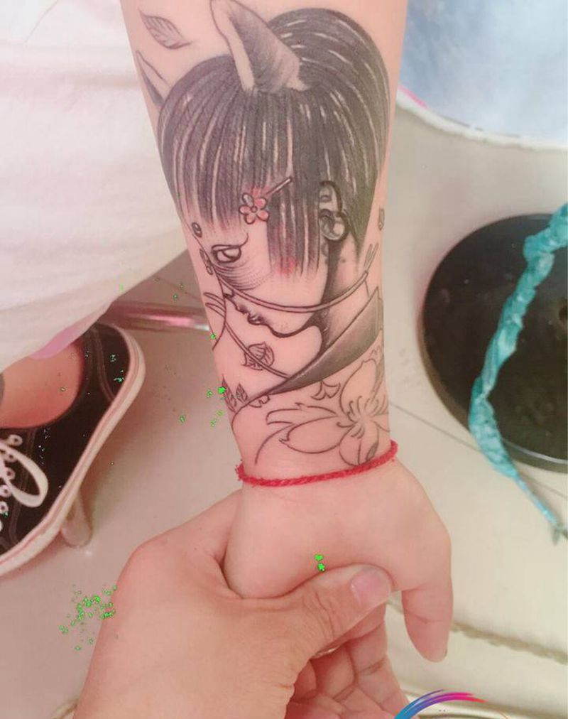 遮盖作品纹身图片_手臂新传统纹身图案