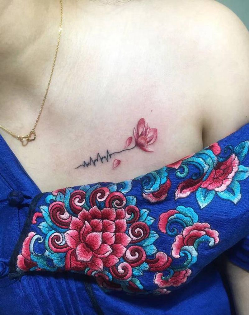 花纹身图片_胸部肩部新传统欧美写实纹身图案