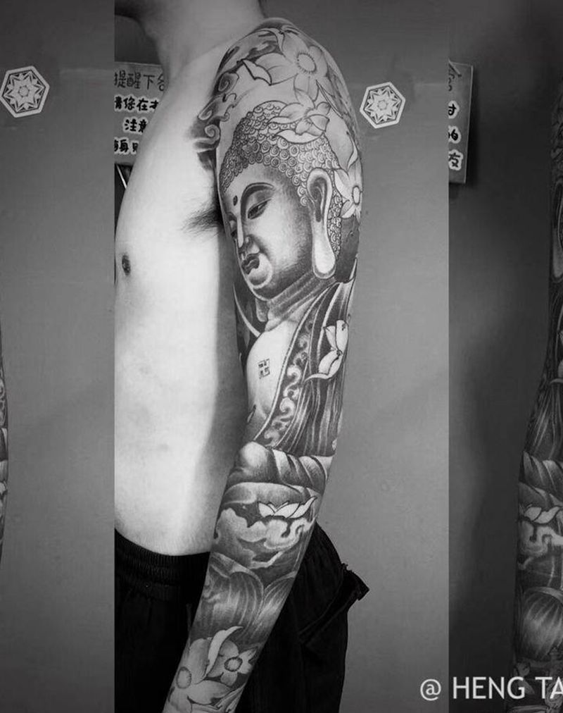 阿弥陀佛纹身图片_手臂手部新传统纹身图案