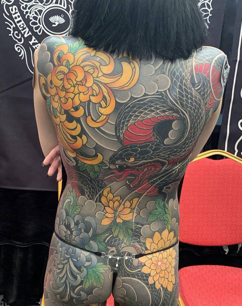 传统纹身图片_背部手臂老传统新传统纹身图案